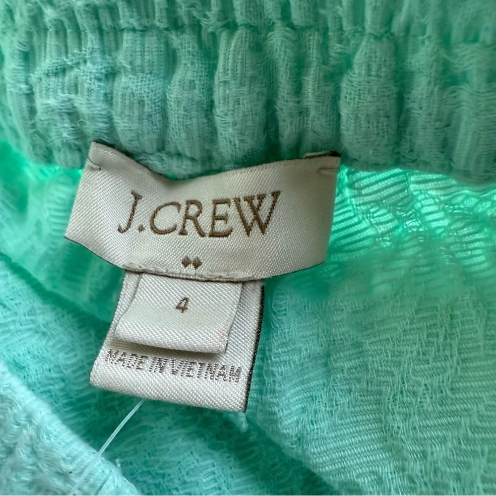 J Crew Women's 4 classic Shorts Cotton Mint Green Textured beach spring summer